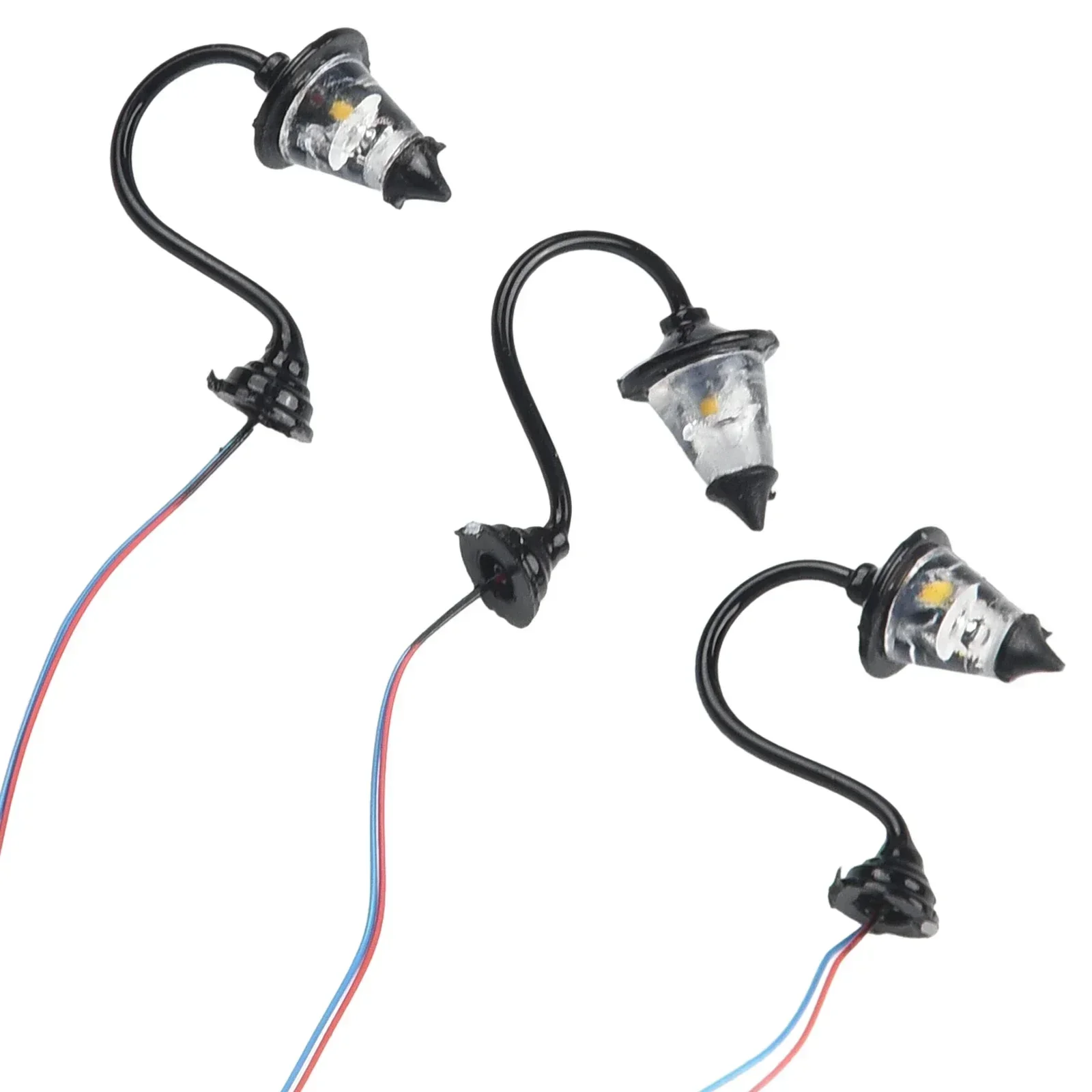 20 Lampioni Stradali In Scala N Con LED Bianchi Per Modellismo Ferroviario - Inclusi Resistenze, Altezza 8cm, 3V - 6