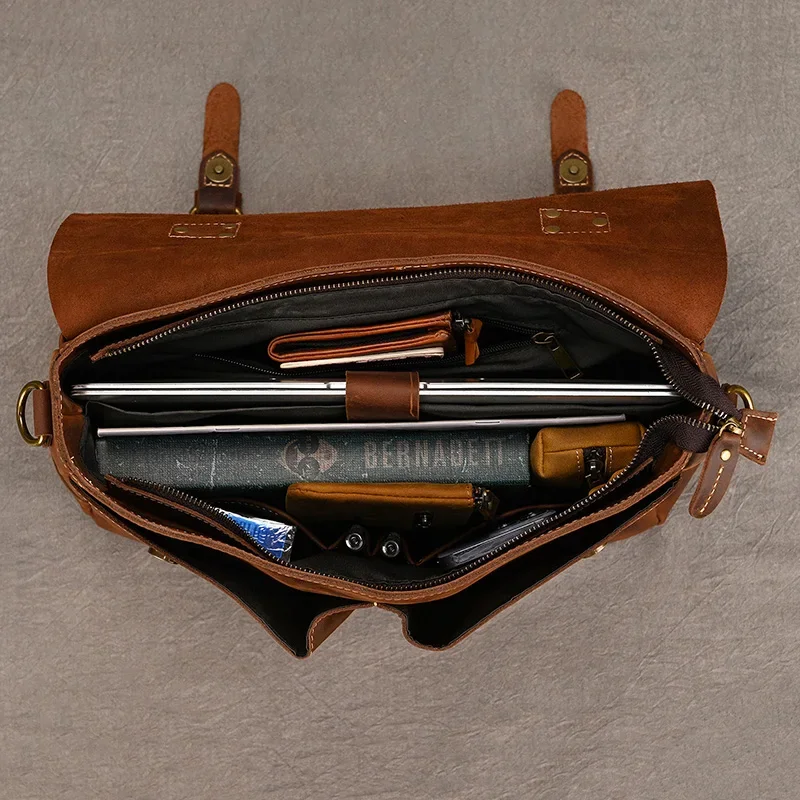 Genuine Leather Business Laptop Shoulder Bag