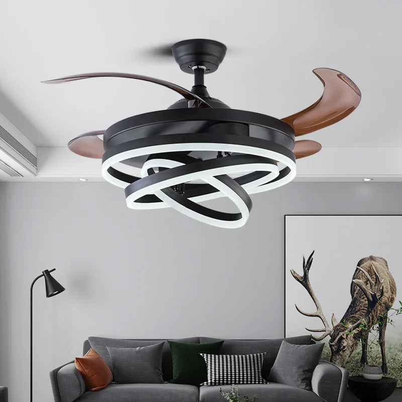 42 Inch Gloden Ceiling Fan Light with Remote Super Bright Big Lamp 3 Color Change Transforable Individual Shapes AC 100-240V