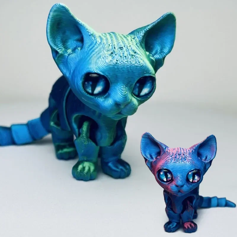 3D Printed Siamese Cat Movable Joint Fidget Toy Stress Relief Decompression Desktop Ornament Kid Figure Toy for Adults Kids Gift