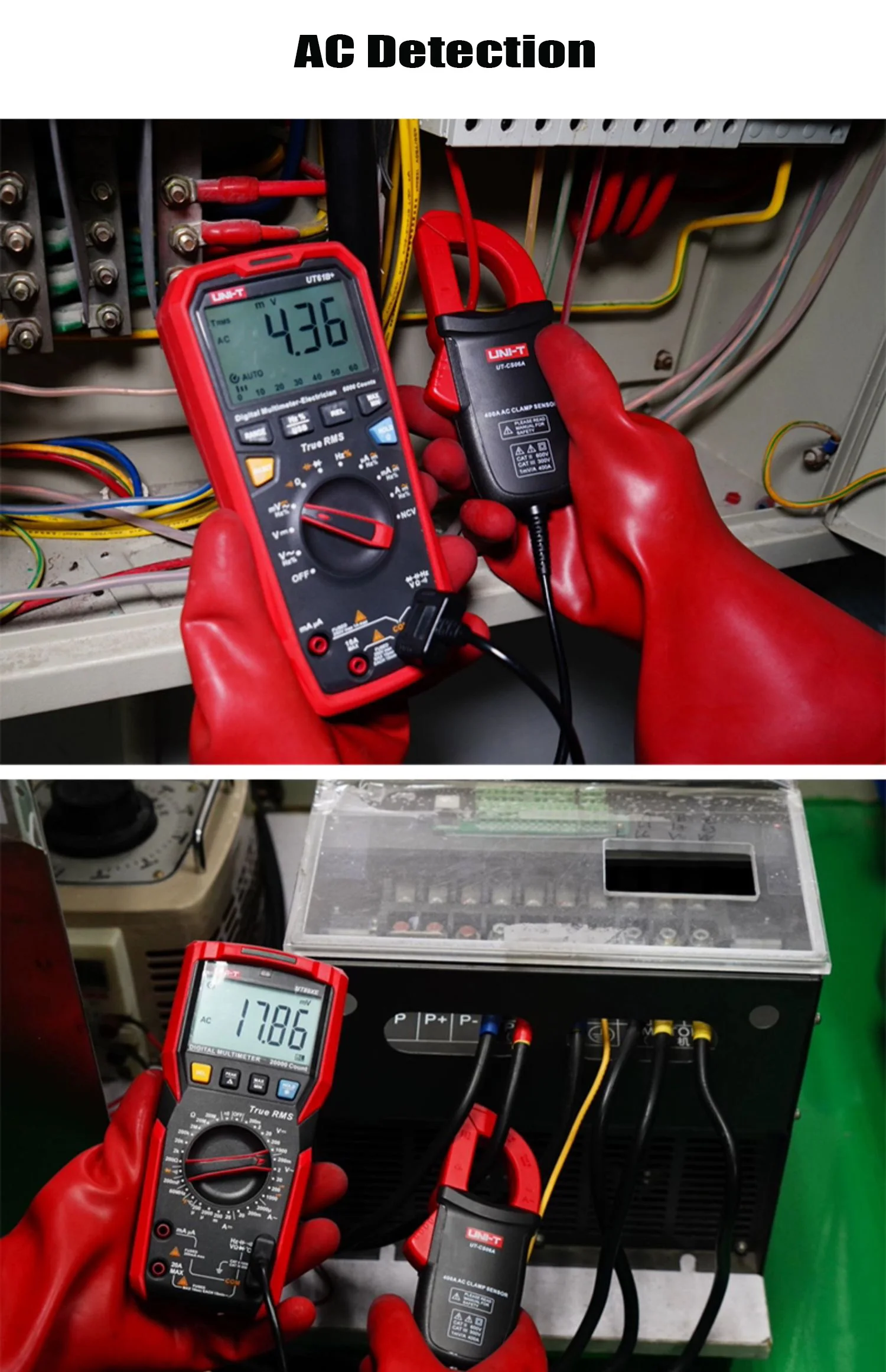 Description Picture 5 of itemUNI T AC Current Clamp Sensor UT-CS06A 400A Current Measuring Pliers Ammeter Suitable For UT61E+ UT139C UT196 Multimeters