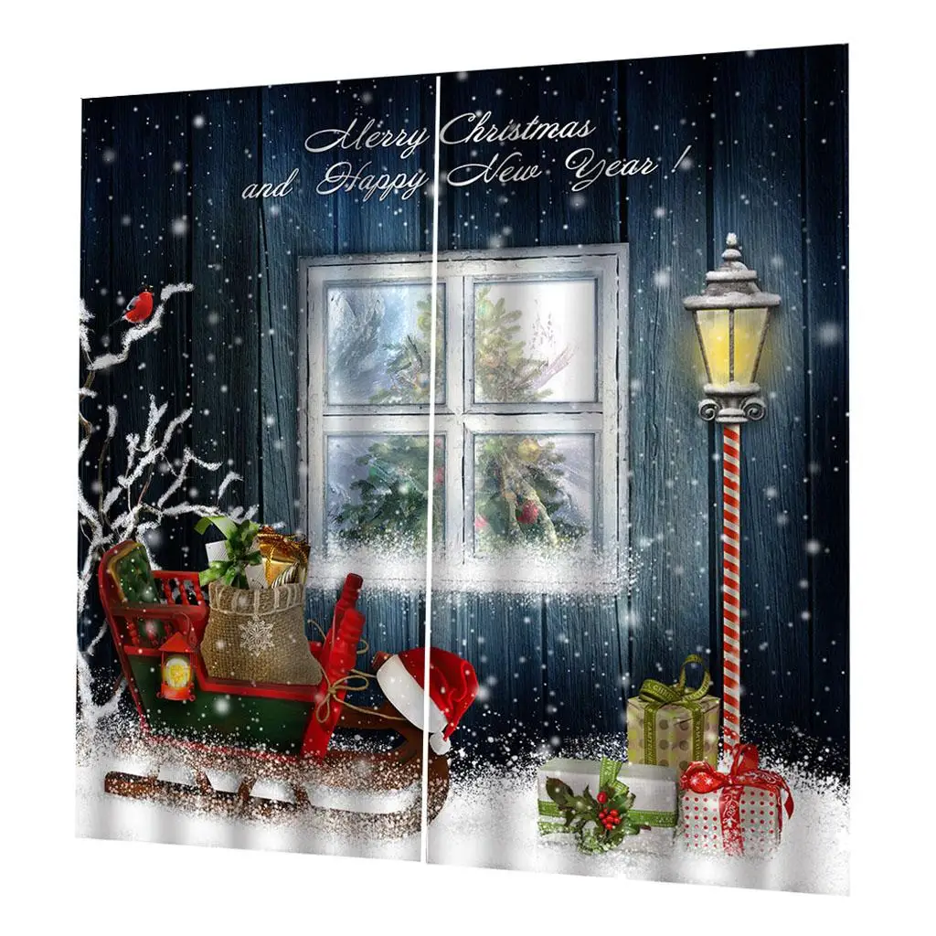 Merry Xmas Window Curtains Waterproof Bedroom Home Decor Ornaments Arts 6
