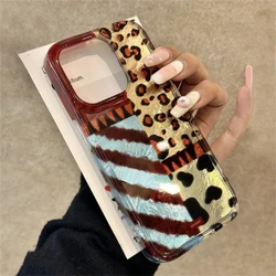 Luxury Laser Y2K Leopard Print Phone Case with Feather Texture for S25 5G (YSK-247YS241113501)