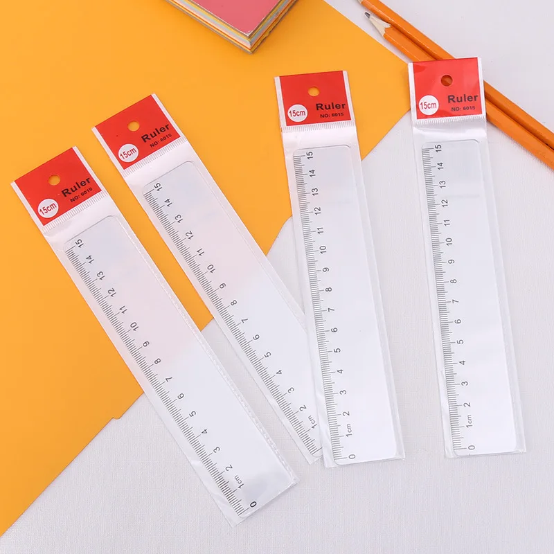 15 cm Transparent Straight Ruler 6 inch Clear Ruler Drawing Ruler Plastic Rulers For Student School Office Stationery 60 Pcs