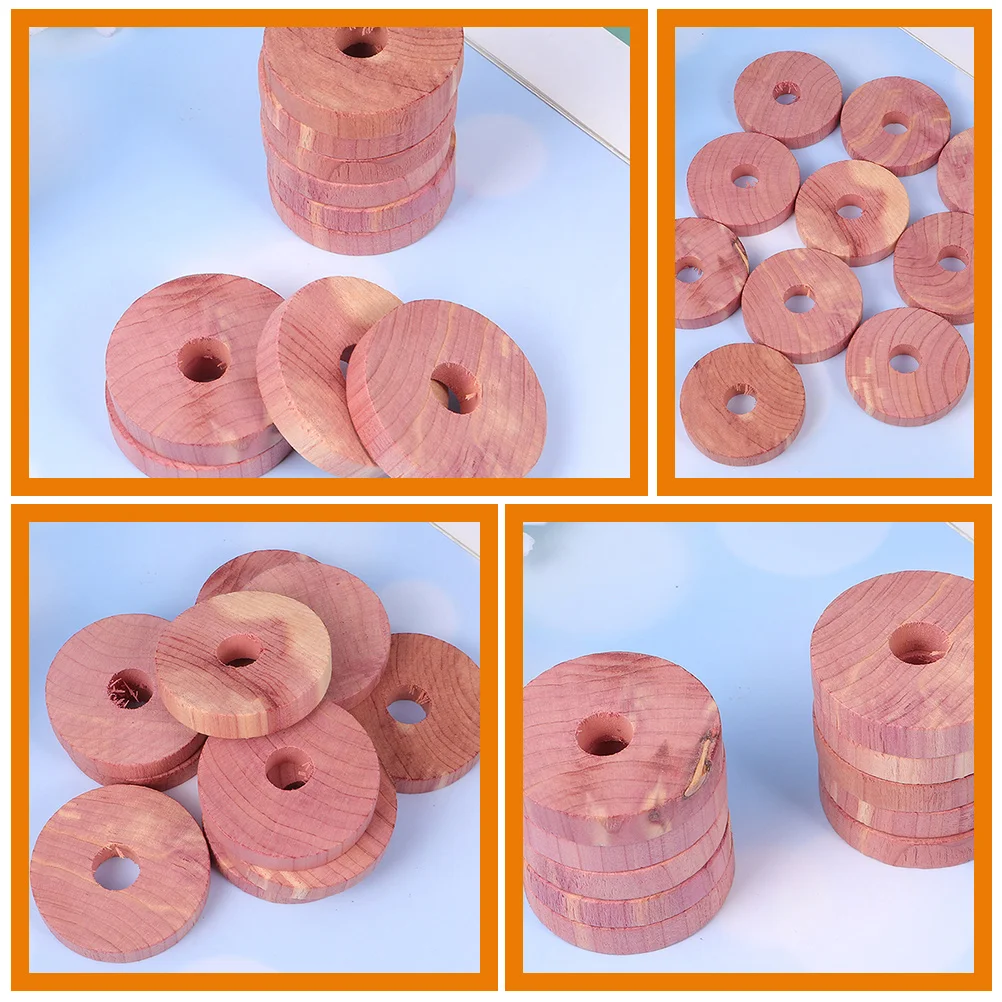 20 Pcs Natural Aromatic Cedar Wood Blocks Moth-proof Wardrobe Discs 20pc Balls Clothes Home Decor Strips Ring 2