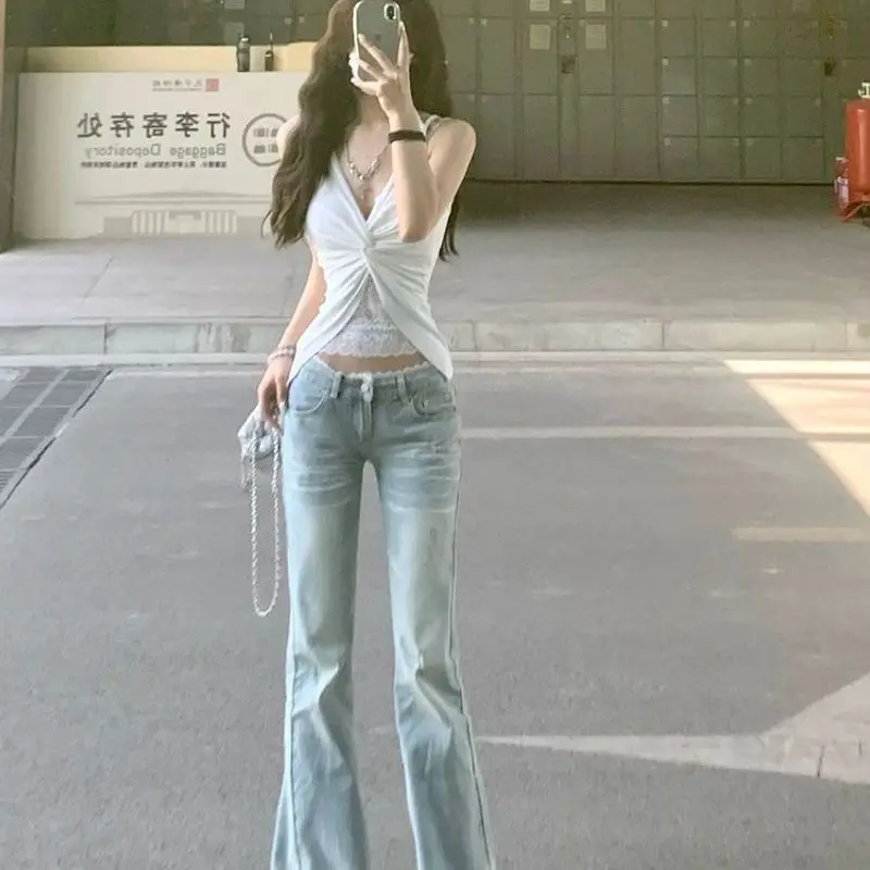 Nuova Canotta Estiva da Ragazza, Top Bianco in Pizzo Senza Maniche con Scollo all'Americana - immagine 3