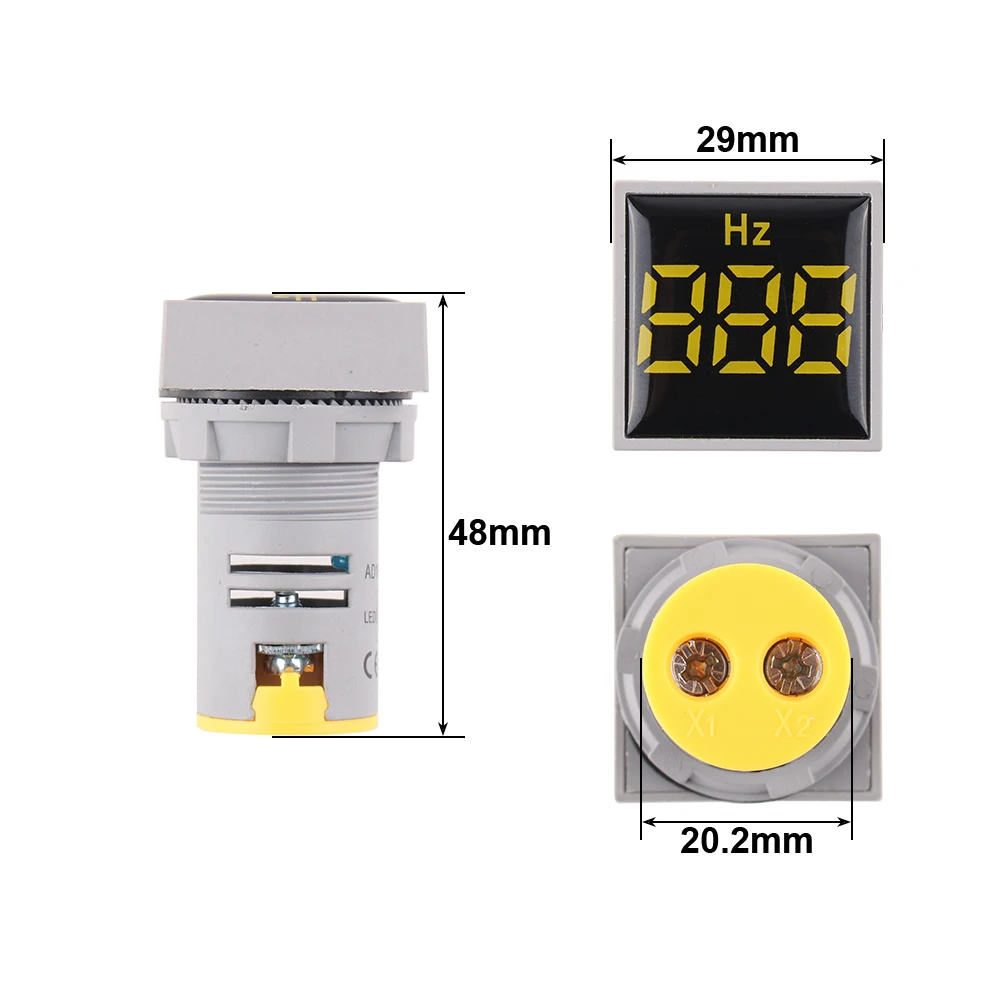 22mm Square Digital Display Electricity Hertz meter Measuring Range 0-100 Hz Frequency Meter Indicator Signal Light Combo Tester frequency counter tester frequency meter