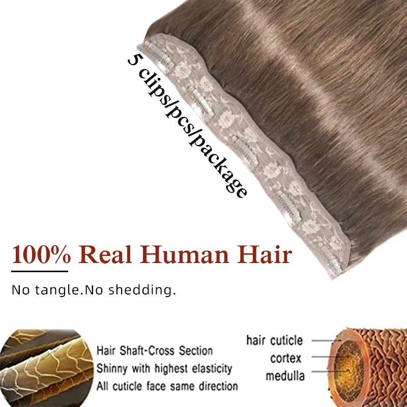 Clip In One Piece Human Hair Extensions 100% Human Remy Fusion Hair 10 Inches With 5 Clips 70G Natural Color Light Blond #60