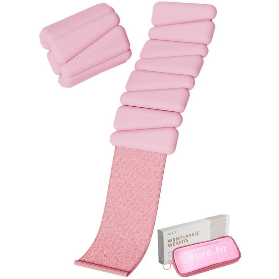 1lb Adjustable Wrist & Ankle Weights Set Bundle (Pink+Purple) - 2 Pairs