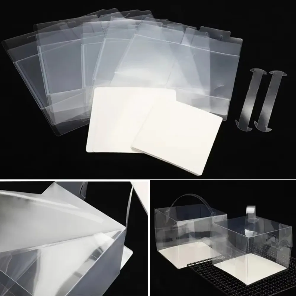 10 Stück Transparente Handgehaltene Kuchenbox Klare Plastik Tragbare Geburtstagskuchen-Geschenkbox Backform für Cupcakes Geburtstagsfeier – Detail 2
