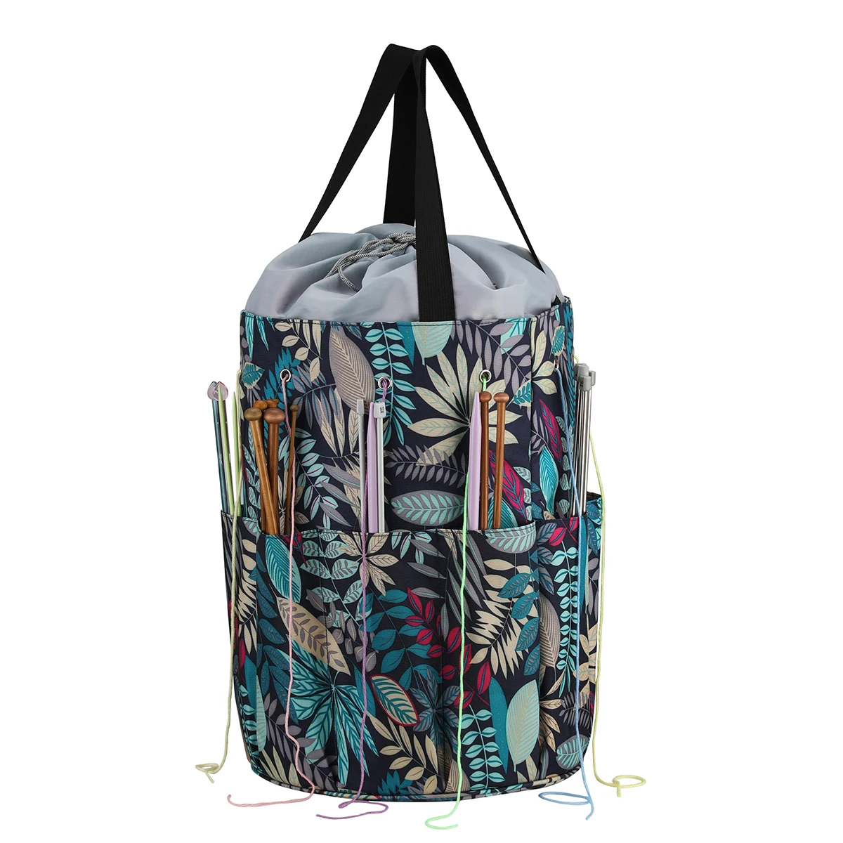 Waterproof Yarn Storage Bag With Maple Leaves Travel Organize Storage Bags Round Knitted Wool Bag yarn storage bag yarn storage organizer