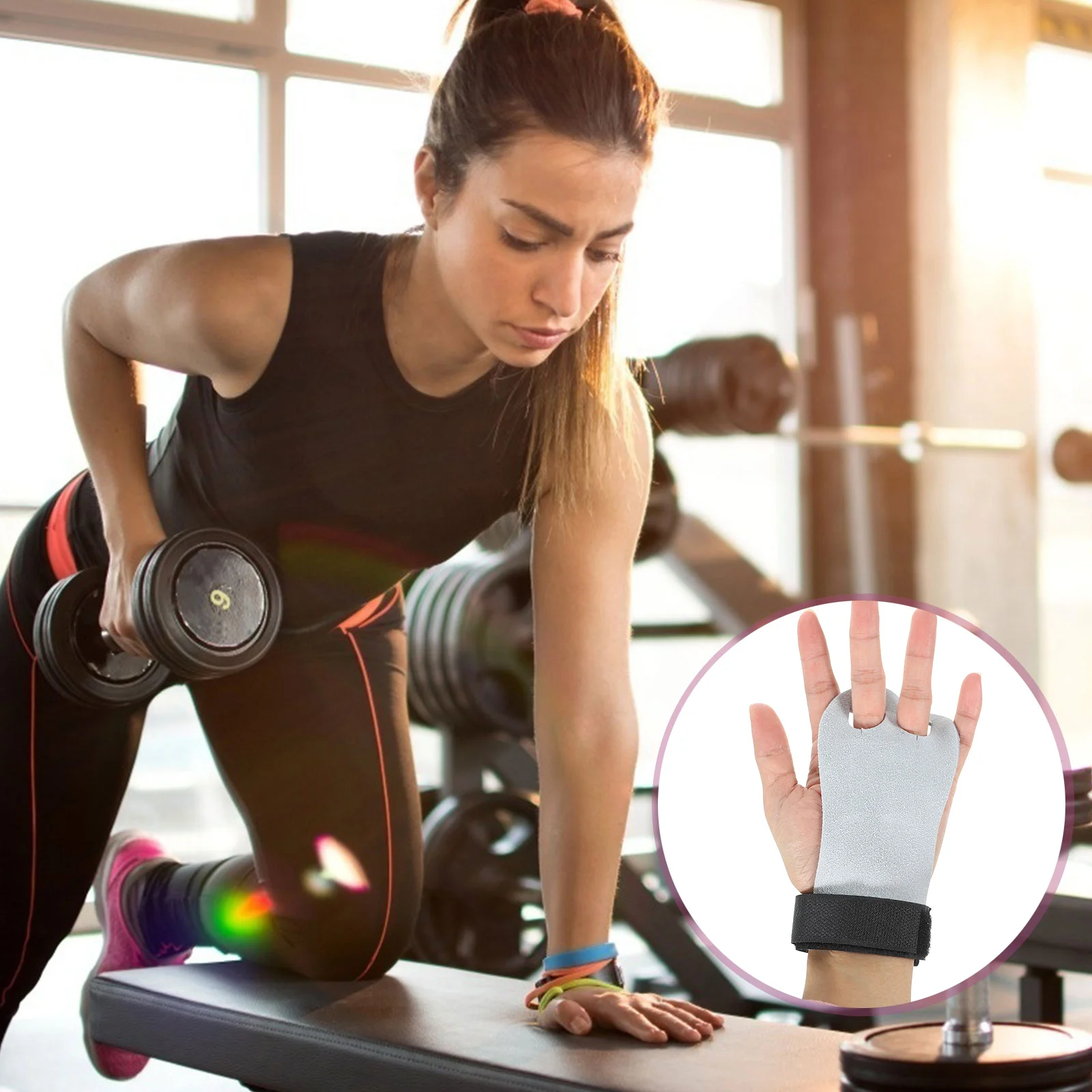 1 set Black Gymnastics Protector Weightlifting Straps Women Grips Adjustable Fitness Equipment Building Wristbands