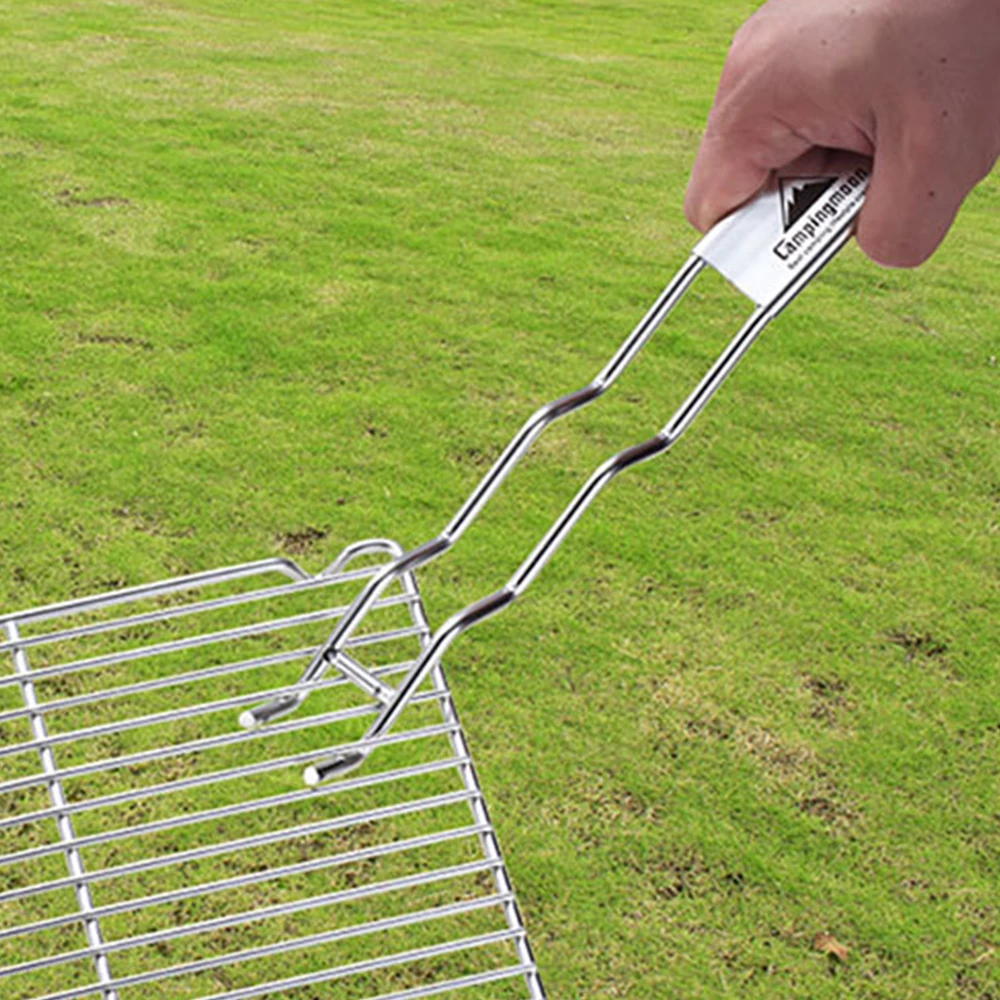 BBQ Grill Grate Lifter Stainless Steel Cooking Grid Lifter Gripper camping accsesorios BBQ For Camping Hiking 6