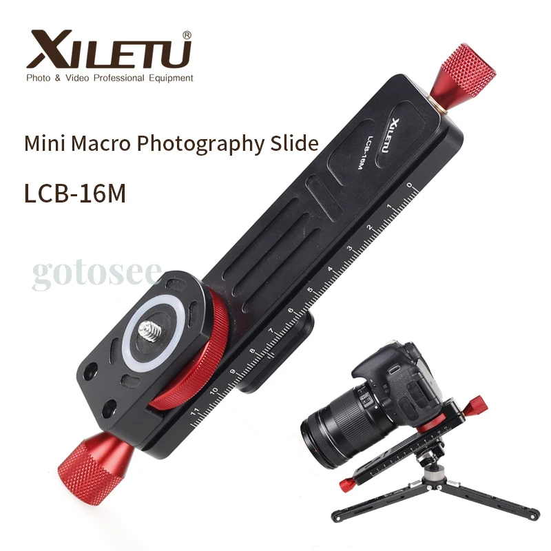XILETU LCB-16M Mini Macro Photography Rail Slider Quick Release Plate Holder Gear Slide for Camera Tripod Time-lapse ARCA SWISS camera rail slider