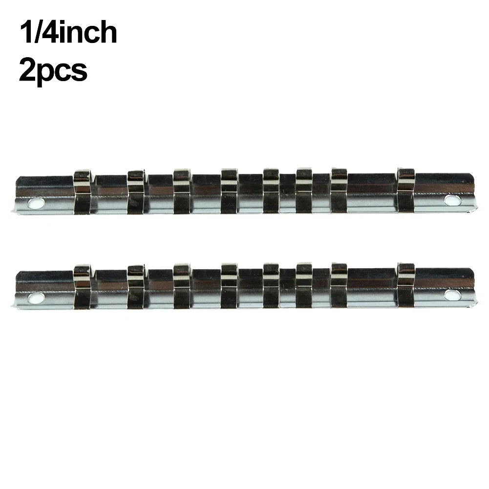 Socket Rack Holder Socket Organizer  1/4 3/8 1/2 Inch With 8 Clips On Rail Tool Socket Clip Rail Holder Socket Organizer Tools 3