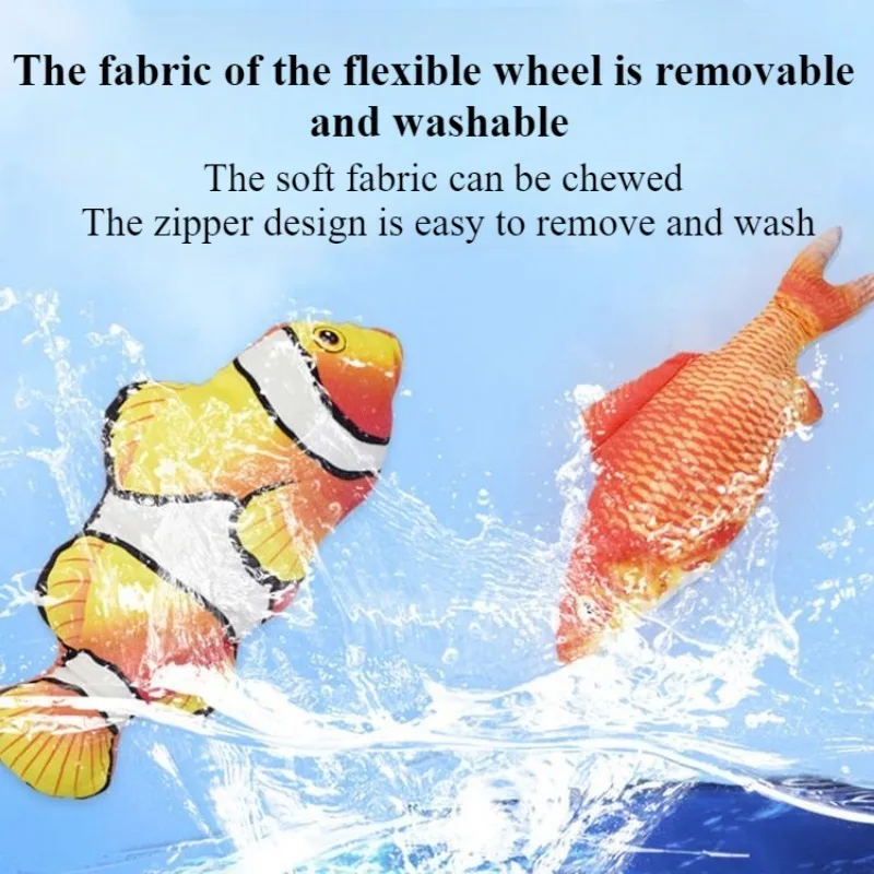 Electric Stuffed Fish Toys Funny Simulation Fish Can Bite & Move Baby Coax To Sleep Cat Pet Toy USB Rechargeable Toy for Infants 4
