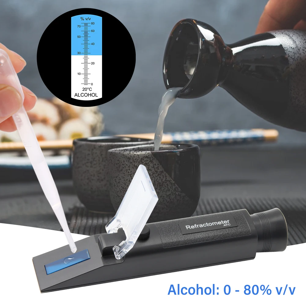 New Specialised 0-80% Alcohol Refractometer ATC Alcohol Content Tester Brew Mete