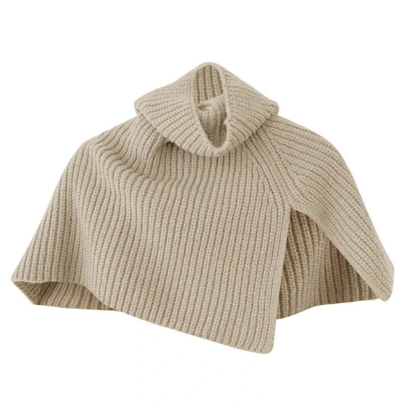 

Knit Shawl Wrap Shrug Winter Warm Neck Warmer Detachable Sweater Collar Knit Turtleneck Pullover Scarf Shawl Cape R7RF