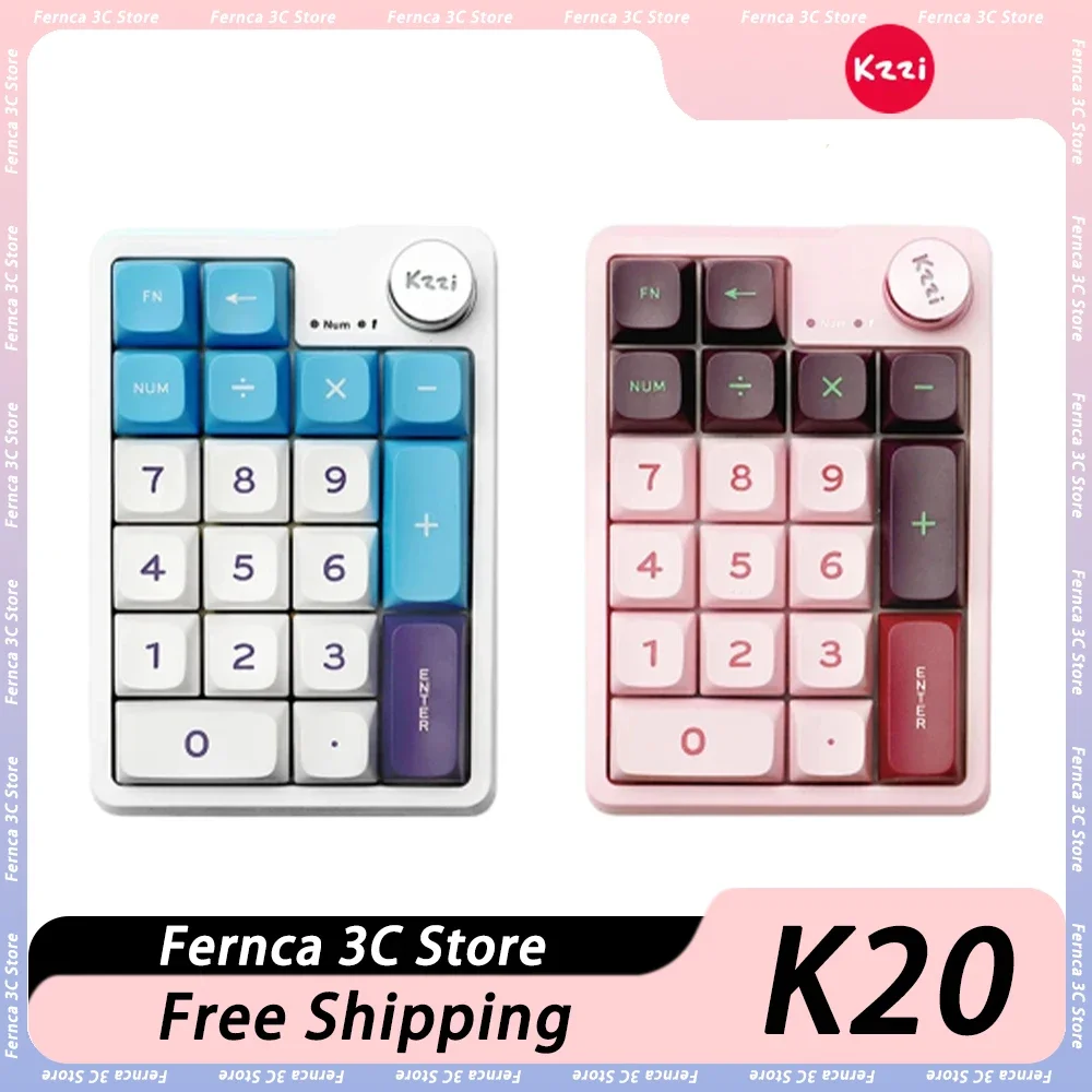 

Kzzi K20 Mini Keyboard Tri Mode Wireless Keypad RGB Hot Swap Gasket Mechanical Keyboard Pc Gamer Accessories Office Gaming Gift