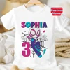 Summer 2025 Kid 2 3 4 5 6 7 8 Marvel Spiderman Girl Birthday Short Sleeve Shirt Spider-Man Boy Personalize Name Birthday Clothes 4