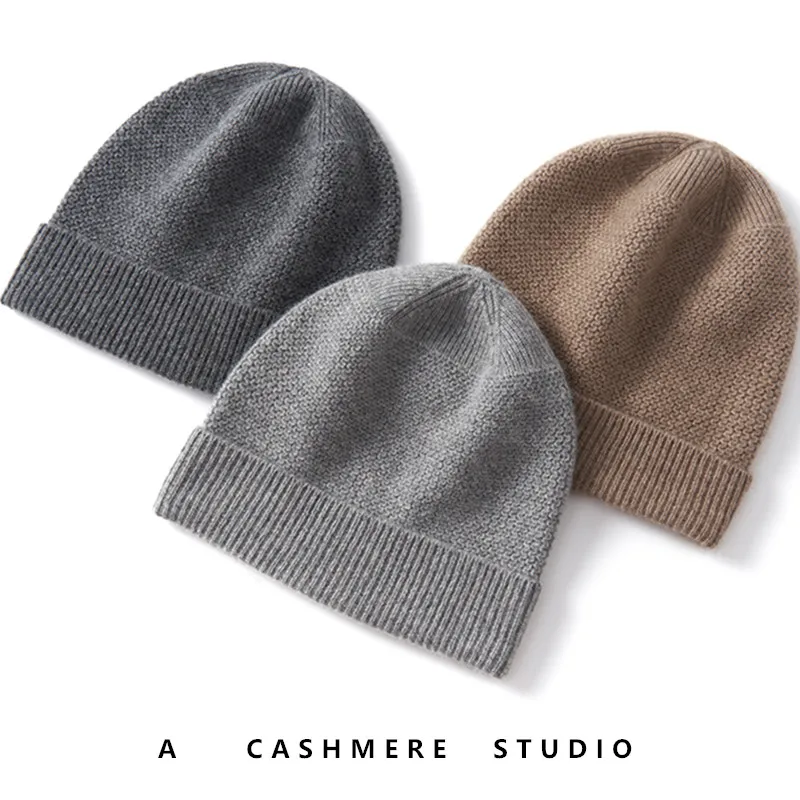 

2024 New Unisex Hat 100% Cashmere Solid Soft Warm Kniited Hats High Quality Men Winter Caps Casual Women's Skullies Beanie Cap