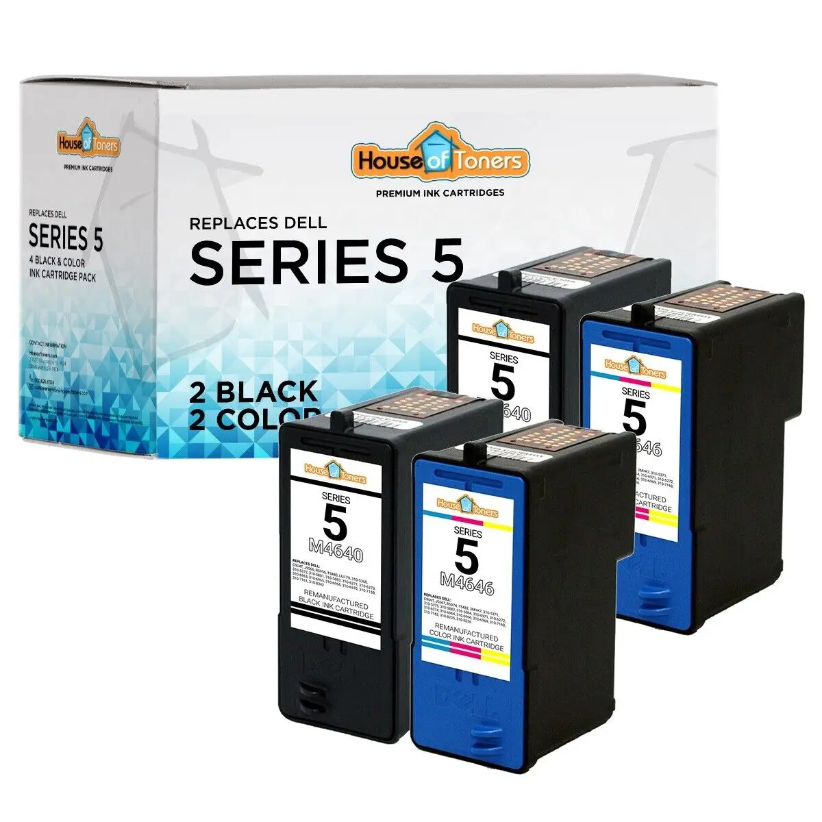 

4-pk Series 5 J5566/J5567 Black/Color Ink Combo For Dell 946 962 964 Printers