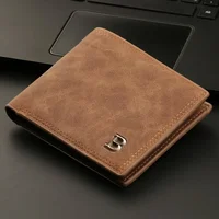 New Retro Men Short Wallet with Zipper Coin Bag Men Leather Wallet Small Money Purse Design Top Men Thin Wallet with Coin Bag