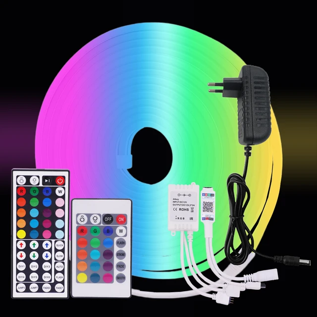 12V LED RGB Neon Strip Light Bluetooth App Remote Control SMD 3535 Flexible  Rope Tube Waterproof