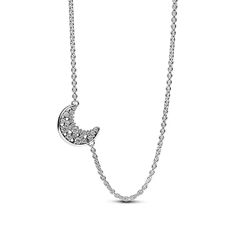 Popular Women's High Quality Jewelry Original Logo Pav é Collar Chain 925 Sterling Silver DIY Jewelry Women's Exquisite Gift
