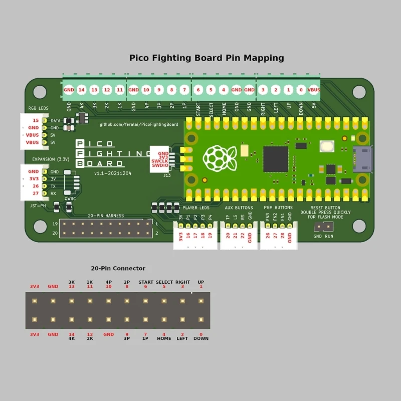 XInput PC  DInput PS3 Nintendo Switch Raspberry Pi Pico  ϴ ̵ ƽ PCB Pico Fighting Board