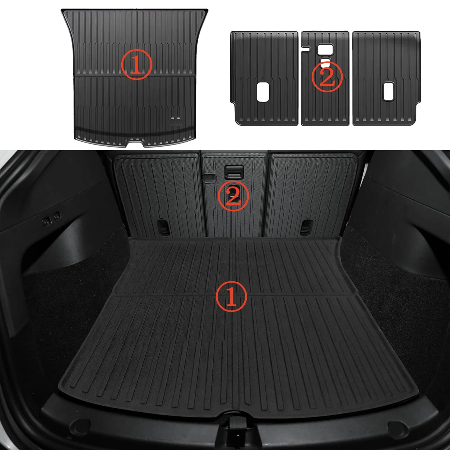Tapis Sol Tesla Model Y Juniper 2025 - TPE Imperméable, Antidérapant - Set Complet Avant/arrière/coffre - Protection Toutes Saisons