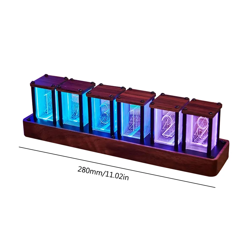 Nixie Tubes Clock Glow Tube Clock RGB Screen Digital Clock DIY Analog Digital Tube Desktop Digital Clock Gift 6 Tubes kit  