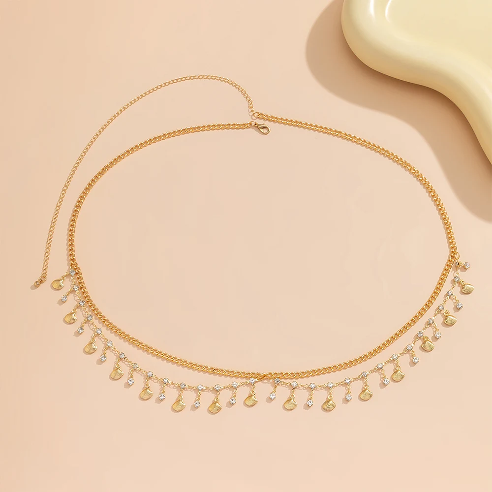 

Metal Rhinestone Tassel Body Chain Fashion Summer High Waist Decorative Waistband Multilayers Star Butterfly Tassel Waist Chains