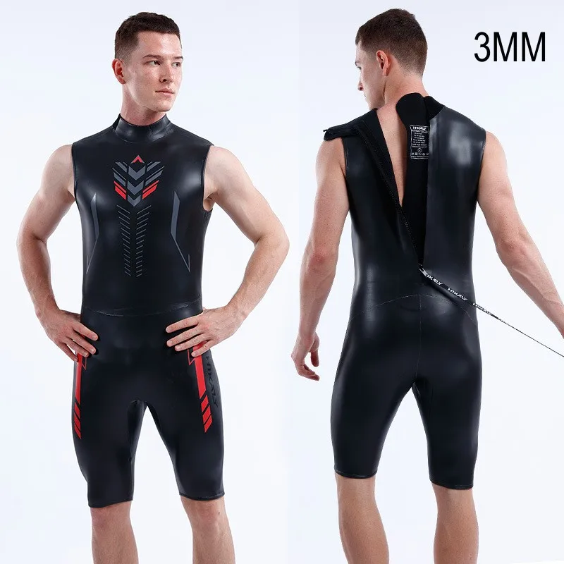 3MM Men One Piece Swimming Cycling Running Competition Triathlon Clothes Scuba Outdoor Sport Spearfishing Surfing Diving Suit