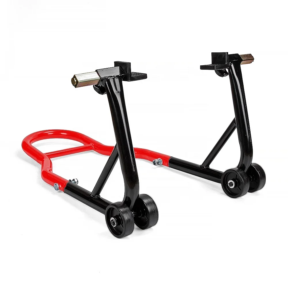 

Mixed Red Black Motorcycle Paddock Stand for Motorcycle rear wheel front slides stand lift