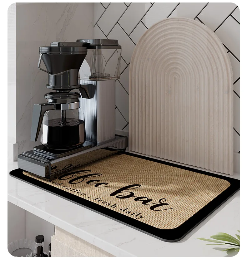 Printed Kitchen Placemat Dish Drying Mat Tableware Mat Coffee Cup