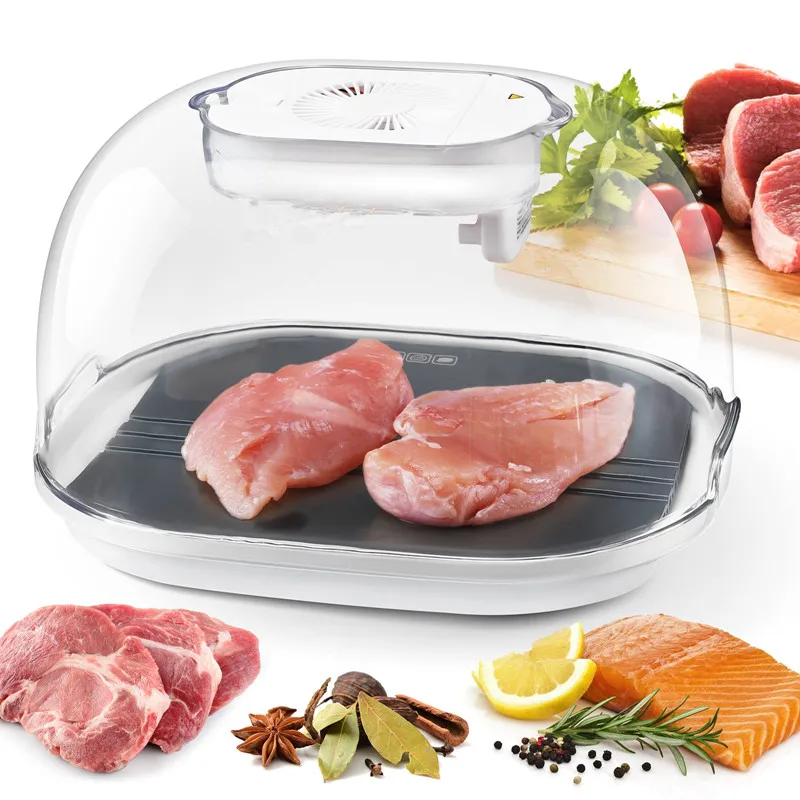 

Defrosting Tray for Frozen Meat 360°Defroster with Atomizer and Draining Tray for Beaf Chicken Sea Food Fish,Steak Rapid Thawing