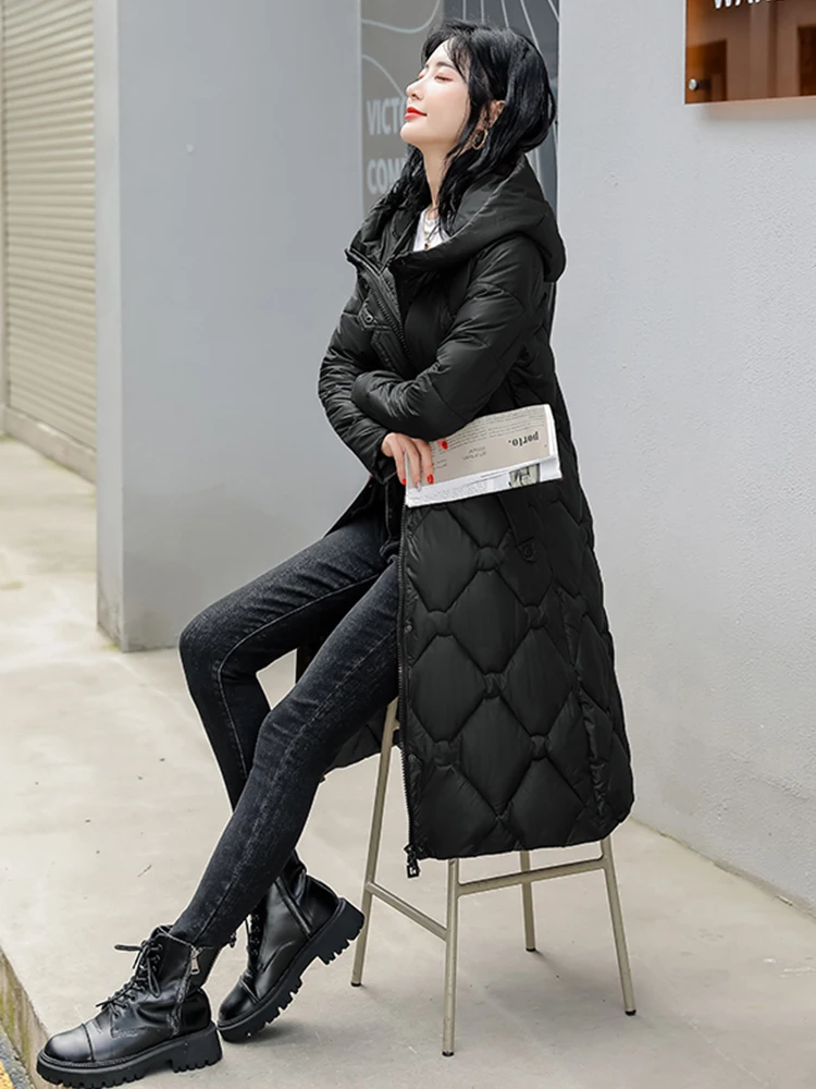 New Winter Jacket Women Cotton Long Jacket Fashion 2019 Padded Wadded Slim Plus  Size 5XL 6XL 7XL Hooded Parkas Coat Female Z110 - black - 433032847851-7  Size XL