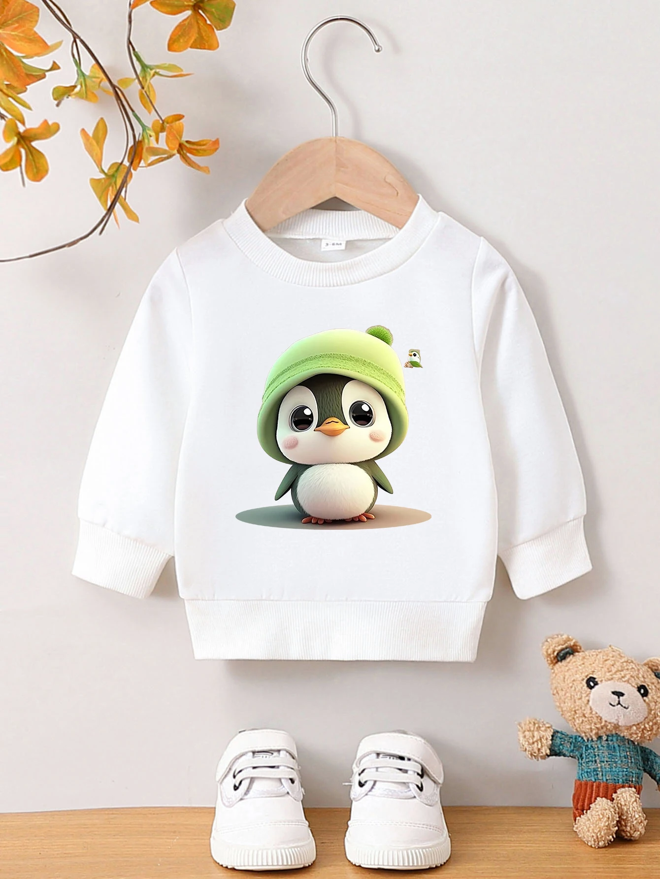 Autumn And Winter Baby Boy Round Neck Long Sleeved Casual Cute Cartoon Hoodie Suitable For Ages 1-2