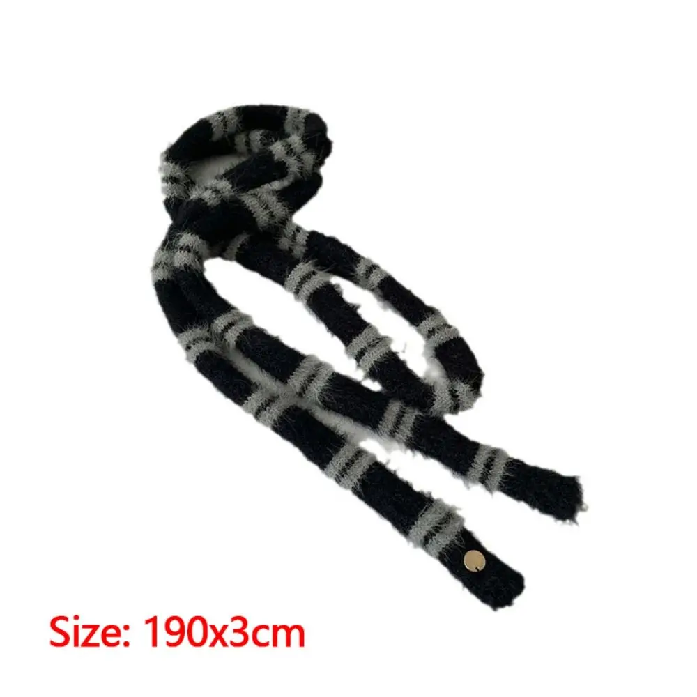 Autumn Winter Slender Striped Scarf Plush Creative Long Strip Scarf Imitation Mink Fur Party Clothes Accessories Neck Warmer