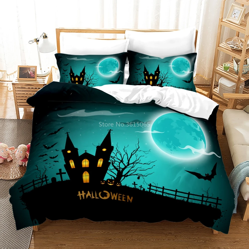 

Popular Halloween Pumpkin Lamp Printed Duvet Cover Set Pillowcases Cartoon 3d Bedding Set Bedclothes Twin Full Queen King Size