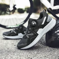 2025 Men Flat Leather Breathable Dual Use Leisure Outdoor Self-locking Mountain Bicycle Sneakers Professional MTB Cycling Shoes 2