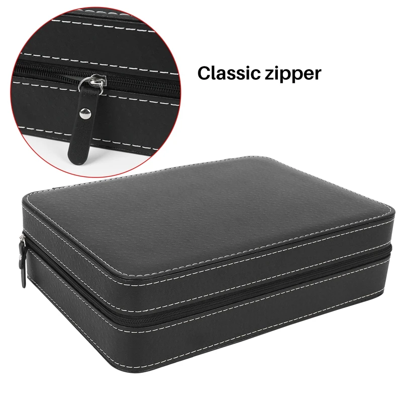 Portable Watch Box Organizer PU Leather Casket with Zipper Classic Style 10 Grids Multi-Functional Bracelet Display Case Watch Storage Box Watch Storage Bag