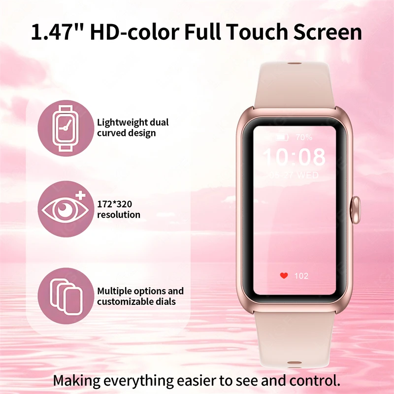 2025 New Smartwatch 1.47-inch Blood Oxygen Heart Rate Sleep Health Monitoring Information Push Multi Sports Band Watch Bracelet 6