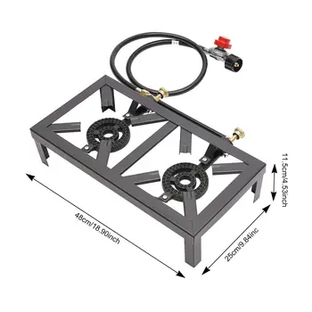 Cast Iron Double Burner Portable Outdoor Camp Stove Propane Gas LPG BBQ Cooker 5