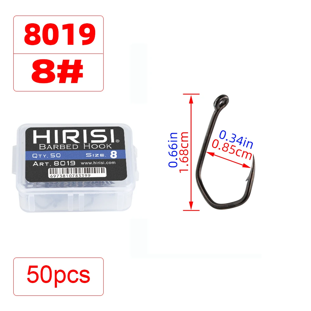 50 stücke Karpfen Angeln Haken Stacheldraht Pinpoint Klaue Haken PTFE Beschichtung High Carbon Edelstahl Eyed Angel Haken 8019 – Detail 8