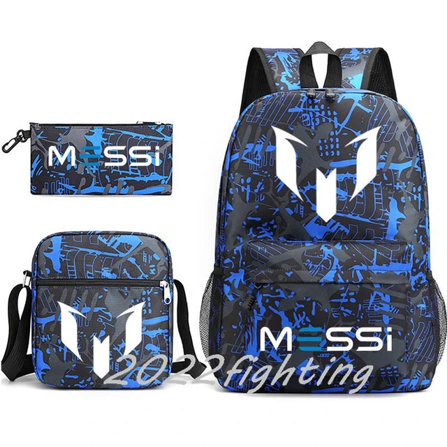 3pcs Messi Backpack Super Star Football School Backpack Women Men Bookbag Laptop Bag Teens Girls Boys Students Bag Rucksack -