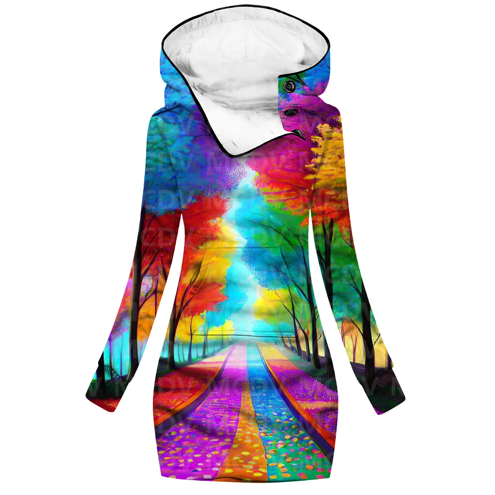Beautiful Scenery 3D Printed Hoodie Dress Novelty Hoodies Women Casual Long Sleeve Hooded Pullover Tracksuit