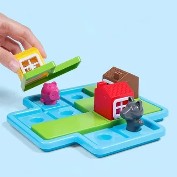 Three Little Pigs Smart Hide Seek Board Games with Solution Skill-Building Puzzle Logic Game Children Training Toy Gift 1