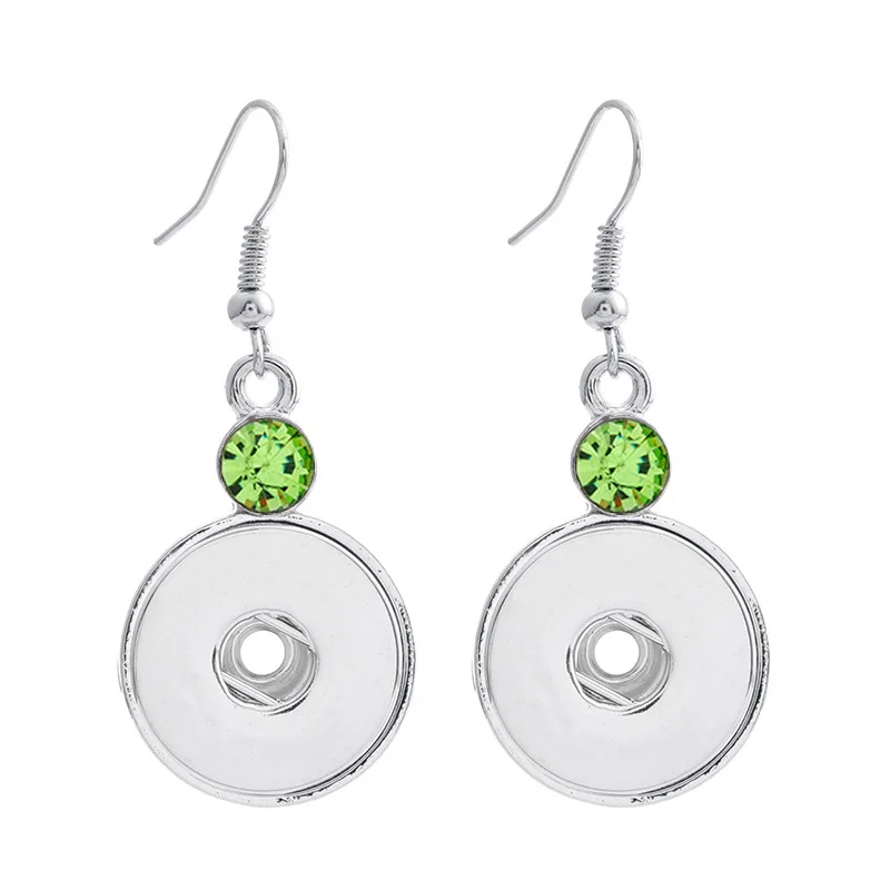 12Pairs Simple Metal Crystal 18mm Snap Button Dangle Earrings for Women Snaps Jewelry